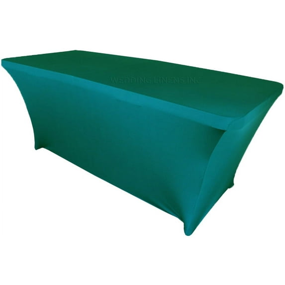 Wedding Linens Inc. (200 GSM) Premium 6 FT Rectangular Spandex Stretch Fitted Table Cover Tablecloths - Oasis