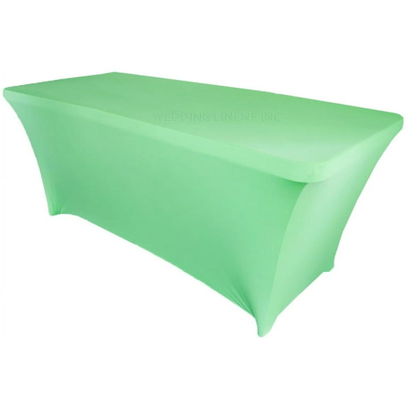 Wedding Linens Inc. (200 GSM) Premium 6 FT Rectangular Spandex Stretch Fitted Table Cover Tablecloths - Sage Green