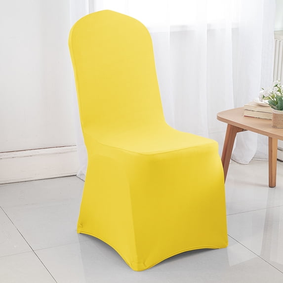 Wedding Linens Inc. (2pcs) Premium (200 GSM) Spandex Stretch Elastic Lycra Banquet Chair Covers - Canary Yellow