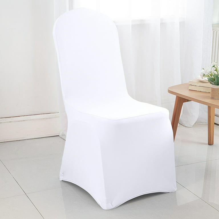 Wedding Linens Inc. (2pcs) Premium (200 GSM) Spandex Stretch Elastic Lycra  Banquet Chair Covers - White