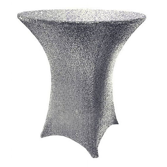 Wedding Linens Inc. 30" x 42" Cocktail Highboy Sequin Spandex Stretch Elastic Lycra Table Cover Tablecloth for Party Wedding Events Dcor use - Silver