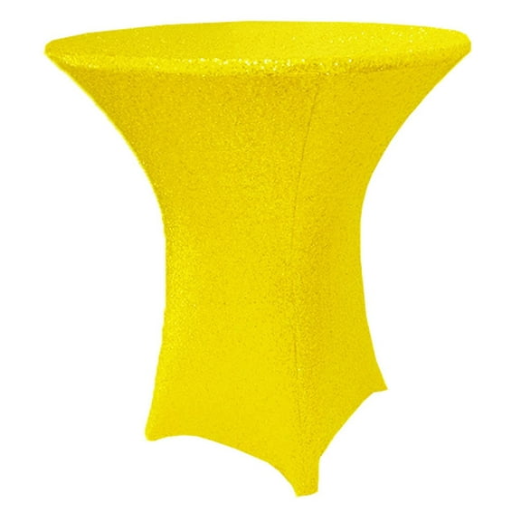 Wedding Linens Inc. 30" x 42" Cocktail Highboy Sequin Spandex Stretch Elastic Lycra Table Cover Tablecloth for Party Wedding Events Dcor use - Canary Yellow
