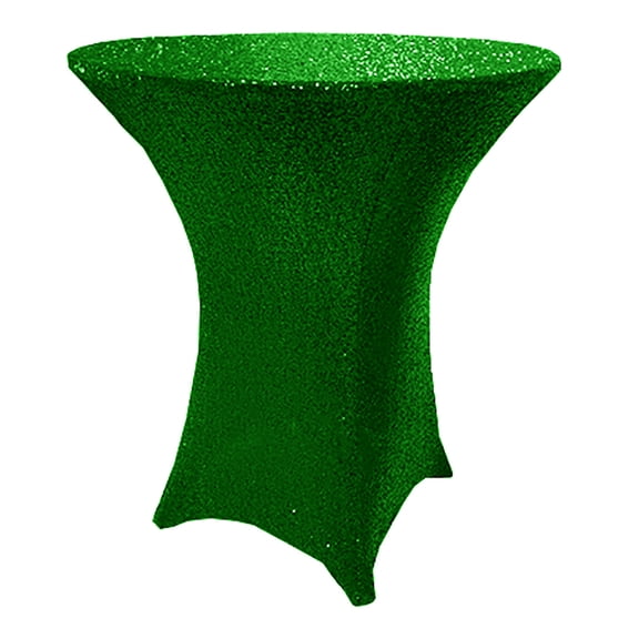 Wedding Linens Inc. 30" x 42" Cocktail Highboy Sequin Spandex Stretch Elastic Lycra Table Cover Tablecloth for Party Wedding Events Dcor use - Emerald Green