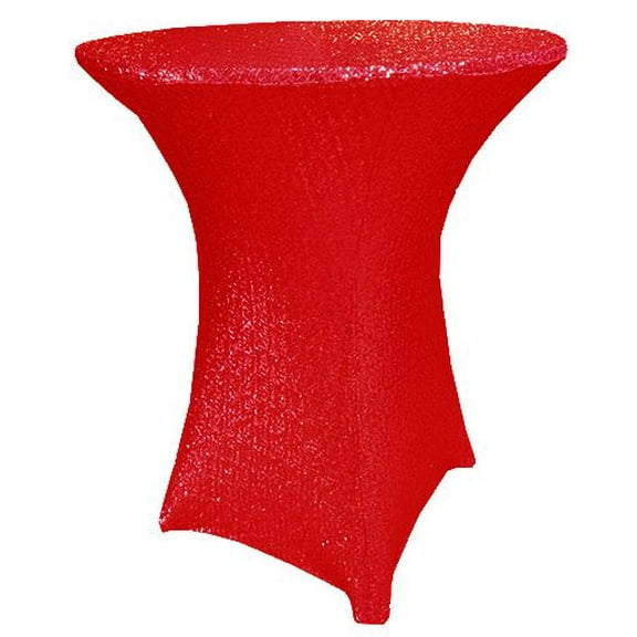 Wedding Linens Inc. 30" x 42" Cocktail Highboy Sequin Spandex Stretch Elastic Lycra Table Cover Tablecloth for Party Wedding Events Dcor use - Red