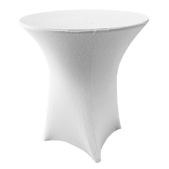 Wedding Linens Inc. 30" x 42" Cocktail Highboy Sequin Spandex Stretch Elastic Lycra Table Cover Tablecloth for Party Wedding Events Dcor use - White
