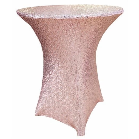 Wedding Linens Inc. 36"x 42" Cocktail Highboy Sequin Spandex Stretch Elastic Lycra Table Cover Tablecloth for Party Wedding Events Dcor use - Blush Pink