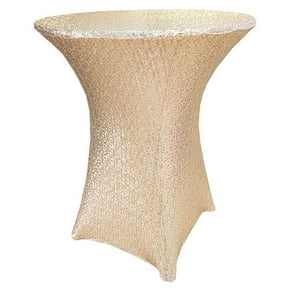 Wedding Linens Inc. 36"x 42" Cocktail Highboy Sequin Spandex Stretch Elastic Lycra Table Cover Tablecloth for Party Wedding Events Dcor use - Champagne