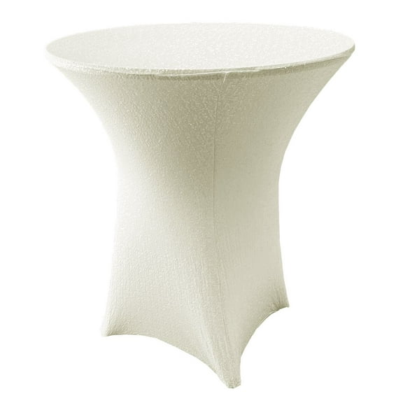 Wedding Linens Inc. 36"x 42" Cocktail Highboy Sequin Spandex Stretch Elastic Lycra Table Cover Tablecloth for Party Wedding Events Dcor use -Ivory