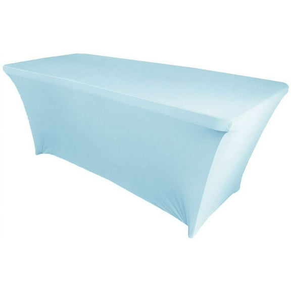 Wedding Linens Inc. 5 Ft Rectangular Spandex Table Cover Stretch tablecloths - Baby Blue