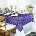 thumbnail image 1 of Wedding Linens Inc. 54" x 108" Rectangular Lace Table Overlays, Lace Tablecloths, Lace Table Overlay Linens, Lace Table Toppers for Wedding Decorations, Events Banquet (1pc) - Regency Purple, 1 of 1
