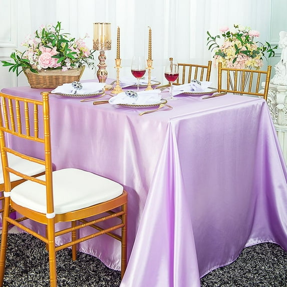 Wedding Linens Inc. 54" x 108" Satin Rectangular Table Cover Tablecloth - Lavender