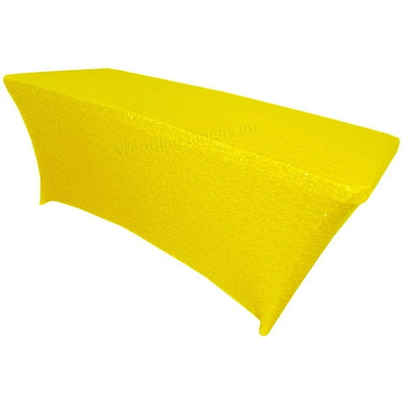 Wedding Linens Inc. 6 Ft Sequin Rectangular Spandex Stretch Elastic Lycra Table Cover Tablecloth for Wedding Events Party Dcor use - Canary Yellow