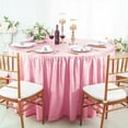 thumbnail image 1 of Wedding Linens Inc. 60"W x 30"H Round Ruffled Fitted Crushed Crinkle Taffeta Tablecloth Table Cover Linens With Skirt - Pink, 1 of 1