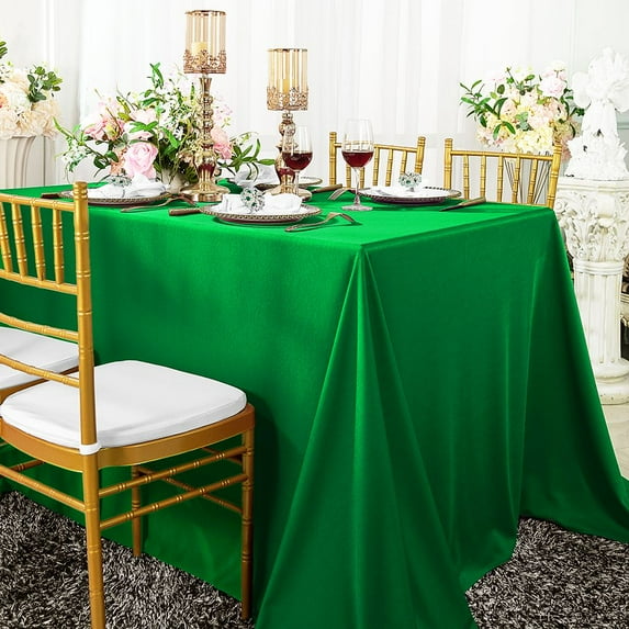 Wedding Linens Inc. 60" x 120" Rectangular Scuba Wrinkle Free Polyester Table Cover Linen Tablecloth - Emerald Green