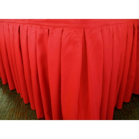 Wedding Linens Inc. 6ft Polyester Table Skirt for Rectangle or Round Tables, for Home Decor Wedding Birthday - Red