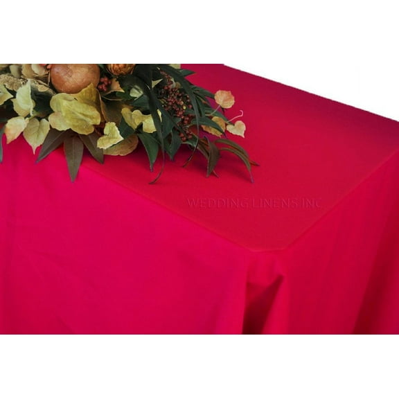 Wedding Linens Inc. 72" x 120" Heavy Duty(200 GSM) Rectangular Polyester Linen Tablecloth - Apple Red
