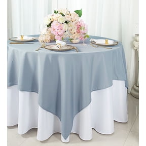 Wedding Linens Inc. 72" x 72" Square Polyester Table Overlays Toppers - Dusty Blue
