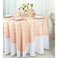 thumbnail image 1 of Wedding Linens Inc. 72 in x 72 in Lace Table Overlays, Lace Tablecloths Square, Lace Table Overlay Linens, Lace Table Toppers for Wedding Decorations, Events Banquet Party (1pc) - Apricot / Peach, 1 of 1