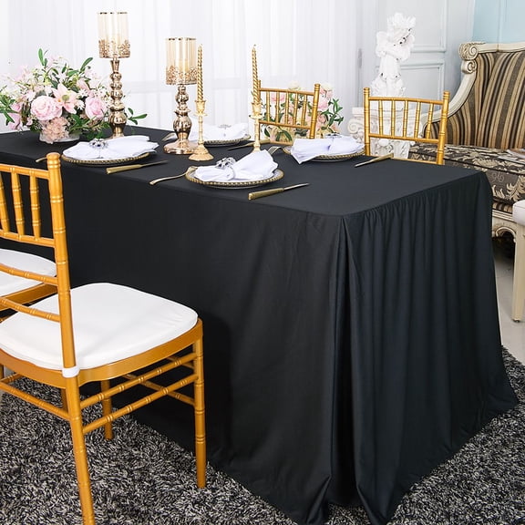 Wedding Linens Inc. 72"x30"x29"(6 Ft) Rectangular Scuba (Wrinkle-Free) Fitted Table Cover - Black