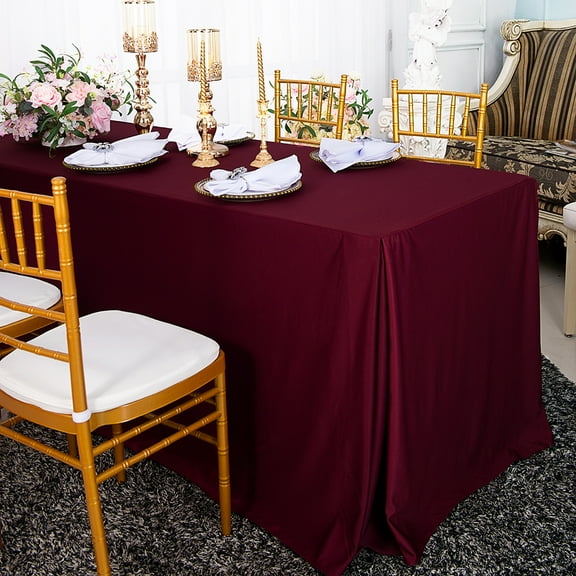 Wedding Linens Inc. 72"x30"x29"(6 Ft) Rectangular Scuba (Wrinkle-Free) Fitted Table Cover - Burgundy