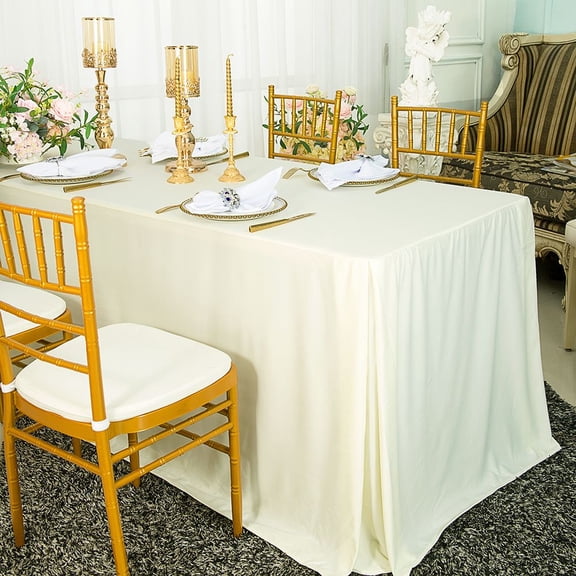 Wedding Linens Inc. 72"x30"x29"(6 Ft) Rectangular Scuba (Wrinkle-Free) Fitted Table Cover - Ivory