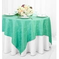 thumbnail image 1 of Wedding Linens Inc. 72"x72" Damask Jacquard Polyester Table Overlay Toppers Tablecloth - Tiffany Aqua Blue, 1 of 1
