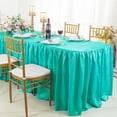 thumbnail image 1 of Wedding Linens Inc. 8' (96"x30") Rectangular Ruffled Fitted Crushed Crinkle Taffeta Tablecloth With Skirt - Pool Blue, 1 of 1