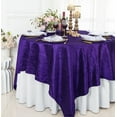thumbnail image 1 of Wedding Linens Inc. 85" Square Crushed Crinkle Taffeta Table Overlay Toppers - Regency Purple, 1 of 1