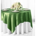 thumbnail image 1 of Wedding Linens Inc. 85 inch Square Satin Table Overlay Toppers- Clover Green, 1 of 1