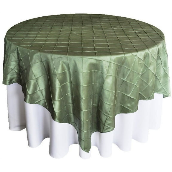 Wedding Linens Inc. 85" x85'' Square Pintuck Taffeta Seamless Linen Table overlay for Party Wedding Reception Catering Dining Home Table overlay Linens - Clover Green