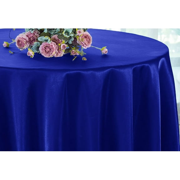 Wedding Linens Inc. 90'' Round Satin Table Cover Tablecloth - royal blue