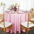 thumbnail image 1 of Wedding Linens Inc. 90" Seamless Round Crushed Crinkle Taffeta Tablecloth - Pink, 1 of 1