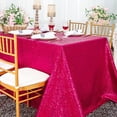 thumbnail image 1 of Wedding Linens Inc. 90" x 132" Retangular Sequin Taffeta Tablecloth - Fuchsia, 1 of 1