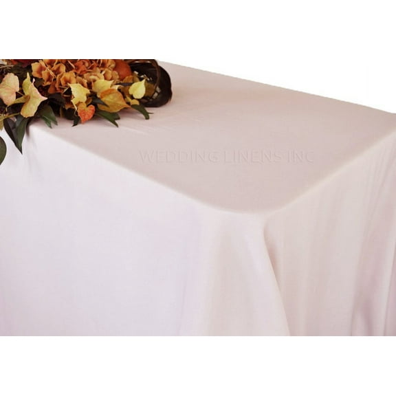 Wedding Linens Inc. 90" x 156" Premium (200 GSM) Rectangular Polyester Linen Tablecloth for Wedding, Party, Event, Decoration and Home Use - Blush Pink