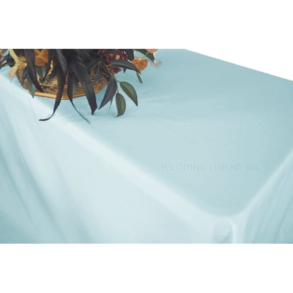 Wedding Linens Inc. 90" x 156" Premium (200 GSM) Rectangular Polyester Linen Tablecloth for Wedding, Party, Event, Decoration and Home Use- Baby Blue