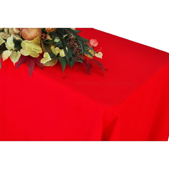 Wedding Linens Inc. 90" x 156" Premium (200 GSM) Rectangular Polyester Linen Tablecloth for Wedding, Party, Event, Decoration and Home Use- Red
