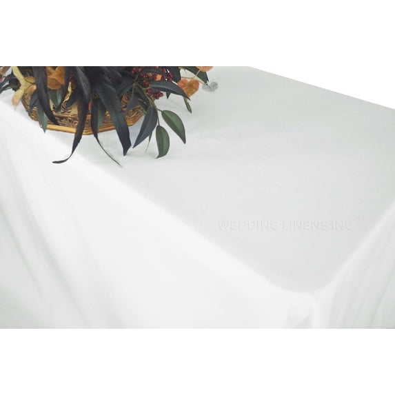 Wedding Linens Inc. 90" x 156" Premium (200 GSM) Rectangular Polyester Linen Tablecloth for Wedding, Party, Event, Decoration and Home Use - White