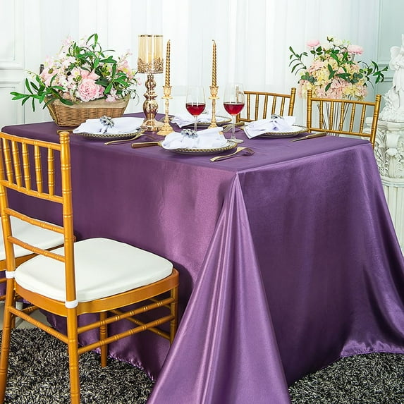 Wedding Linens Inc. 90" x 156" Satin Rectangular Table Cover Tablecloth - Wisteria