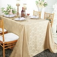 thumbnail image 1 of Wedding Linens Inc. 90"x 156" Seamless Rectangular Marquis Damask Jacquard Polyester Linen Tablecloth - Champagne, 1 of 1