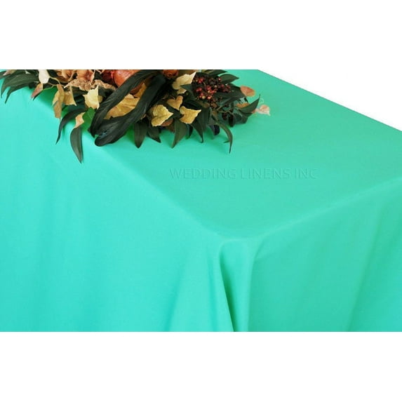 Wedding Linens Inc. 90"x132" Premium(200 GSM) Rectangular Polyester Tablecloth for Wedding, Party, Event, Decorations - Aqua Blue/Tiff Blue
