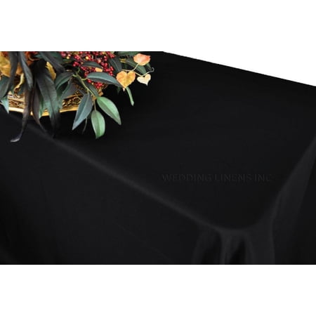 Wedding Linens Inc. 90"x132" Premium(200 GSM) Rectangular Polyester Tablecloth for Wedding, Party, Event, Decorations - Black