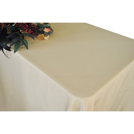 Wedding Linens Inc. 90"x132" Premium(200 GSM) Rectangular Polyester Tablecloth for Wedding, Party, Event, Decorations - Champagne