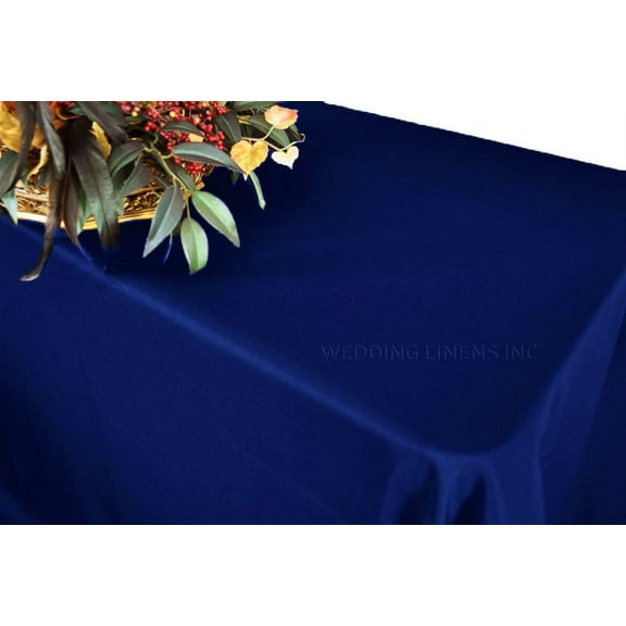 Wedding Linens Inc. 90"x132" Premium(200 GSM) Rectangular Polyester Tablecloth for Wedding, Party, Event, Decorations - Navy Blue