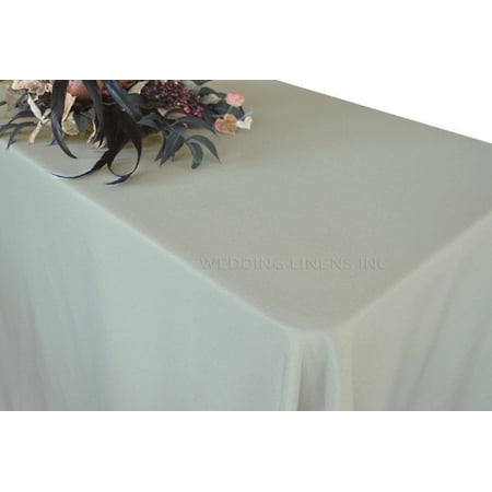Wedding Linens Inc. 90"x132" Premium(200 GSM) Rectangular Polyester Tablecloth for Wedding, Party, Event, Decorations - Silver / Gray