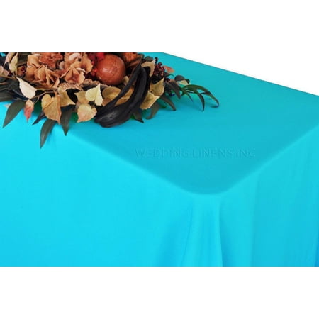 Wedding Linens Inc. 90"x132" Premium(200 GSM) Rectangular Polyester Tablecloth for Wedding, Party, Event, Decorations - Turquoise