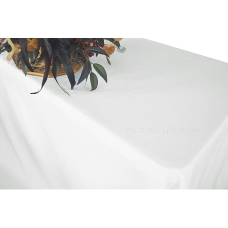Wedding Linens Inc. 90"x132" Premium(200 GSM) Rectangular Polyester Tablecloth for Wedding, Party, Event, Decorations - White