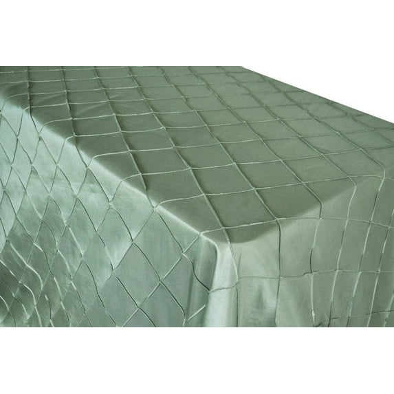 Wedding Linens Inc. 90"x132" Rectangular Pintuck Taffeta Linen Tableccloth for Party Wedding Reception Catering Dining Home Table Cover Linens - Clover Green