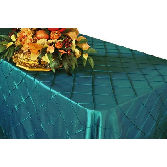 Wedding Linens Inc. 90"x132" Rectangular Pintuck Taffeta Linen Tableccloth for Party Wedding Reception Catering Dining Home Table Cover Linens - Oasis