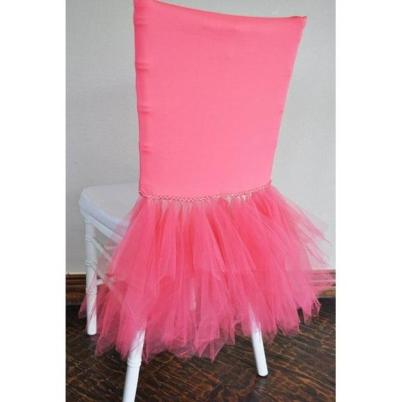Wedding Linens Inc.Chiavari Chair Cover Ballerina Tulle Tutu Spandex Stretch Chair Covers for Wedding, Events, Décor, Celebration and Home Decoration - Coral