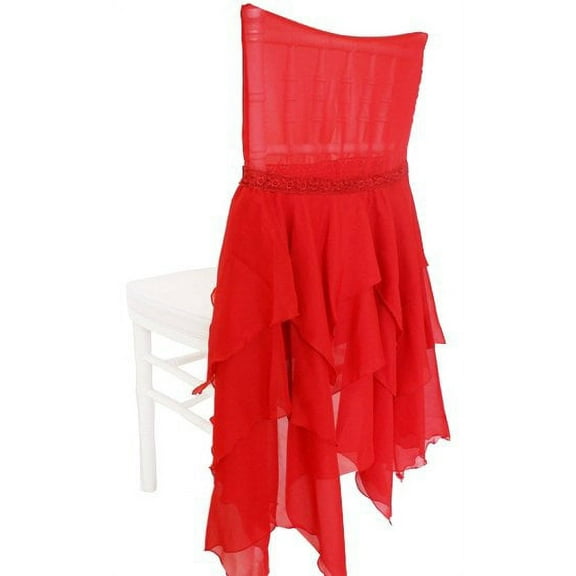 Wedding Linens Inc. Chiavari Chiffon Chair Covers Chair Cover - Apple Red